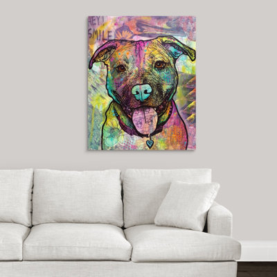 'Hey Smile' Print Ebern Designs Format: Canvas, Size: 36