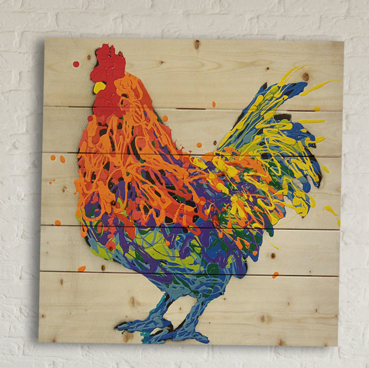 rooster painting on wood
