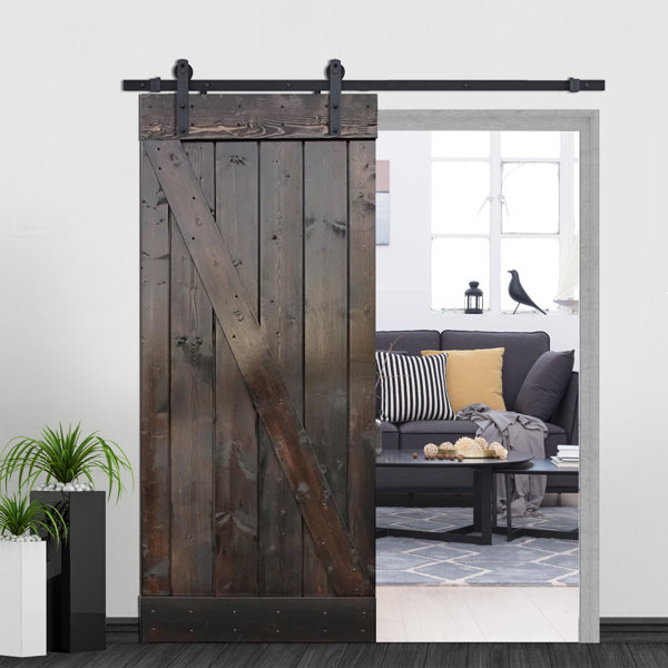 Z-Bar Solid Wood Room Dividers Pine Slab Interior Barn Door by Calhome