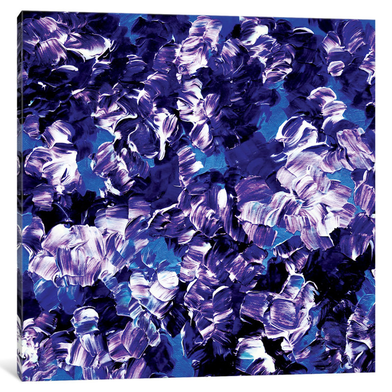 East Urban Home Floral Fantasy Painting Print On Wrapped Canvas In Blue Purple Wayfair
