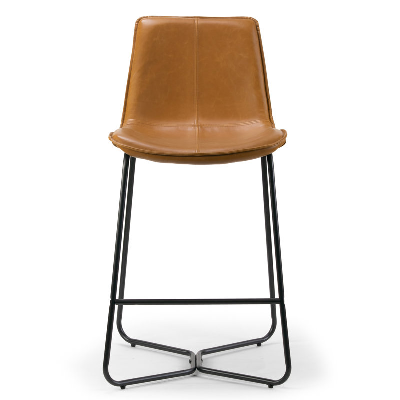 Vegan leather and iron bar & counter stool