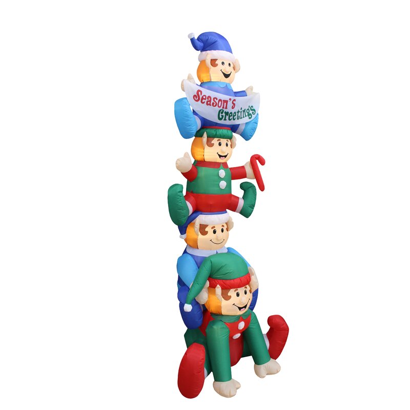 The Holiday Aisle Stacked Elves Yard Christmas Inflatable & Reviews ...