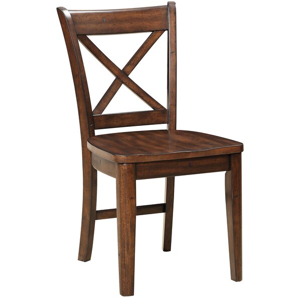 Review Patmar Solid Wood Cross Back Side Chair In Ember (Set Of 2)