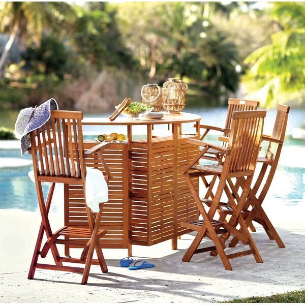 Joaquin Outdoor Patio Folding Bar Table by Beachcrest Home
