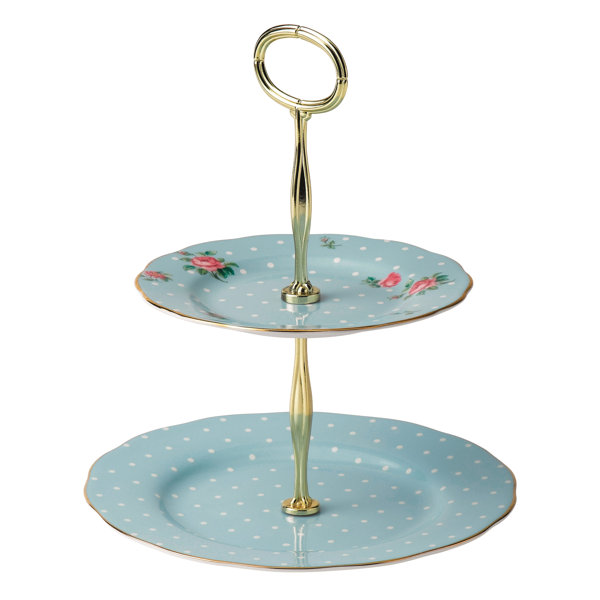 Polka Blue Vintage Formal 2-Tier Cake Stand by Royal Albert