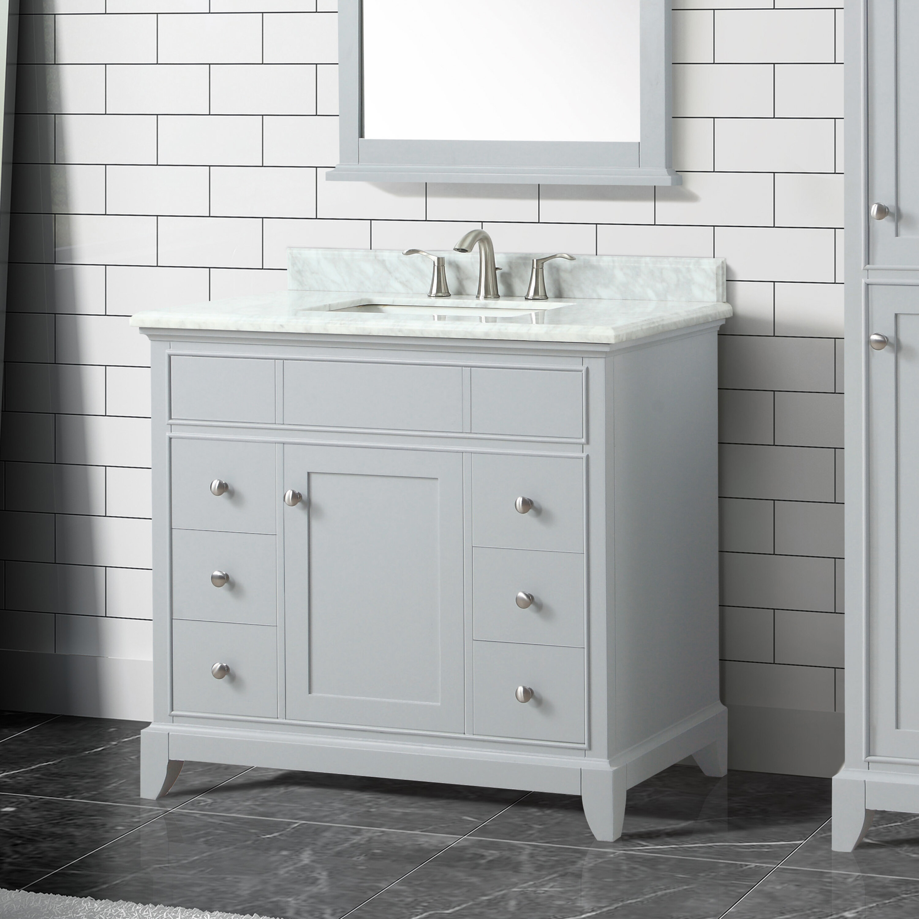 Red Barrel Studio Bhushan Marble Top 37 Single Bathroom Vanity