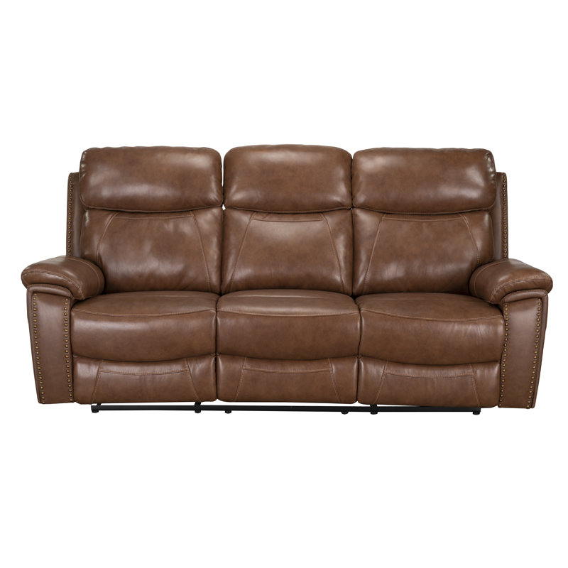 Loon Peak Yeager Genuine Leather Reclining Sofa Reviews Wayfair Ca Yeager Genuine Leather Reclining Sofa