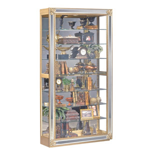 Small Wall Gl Curio Cabinet Wayfair Reflection Lighted Curio Cabinet