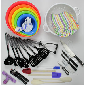 41 Piece My First Kitchen Starter Pack for College Utensil Set