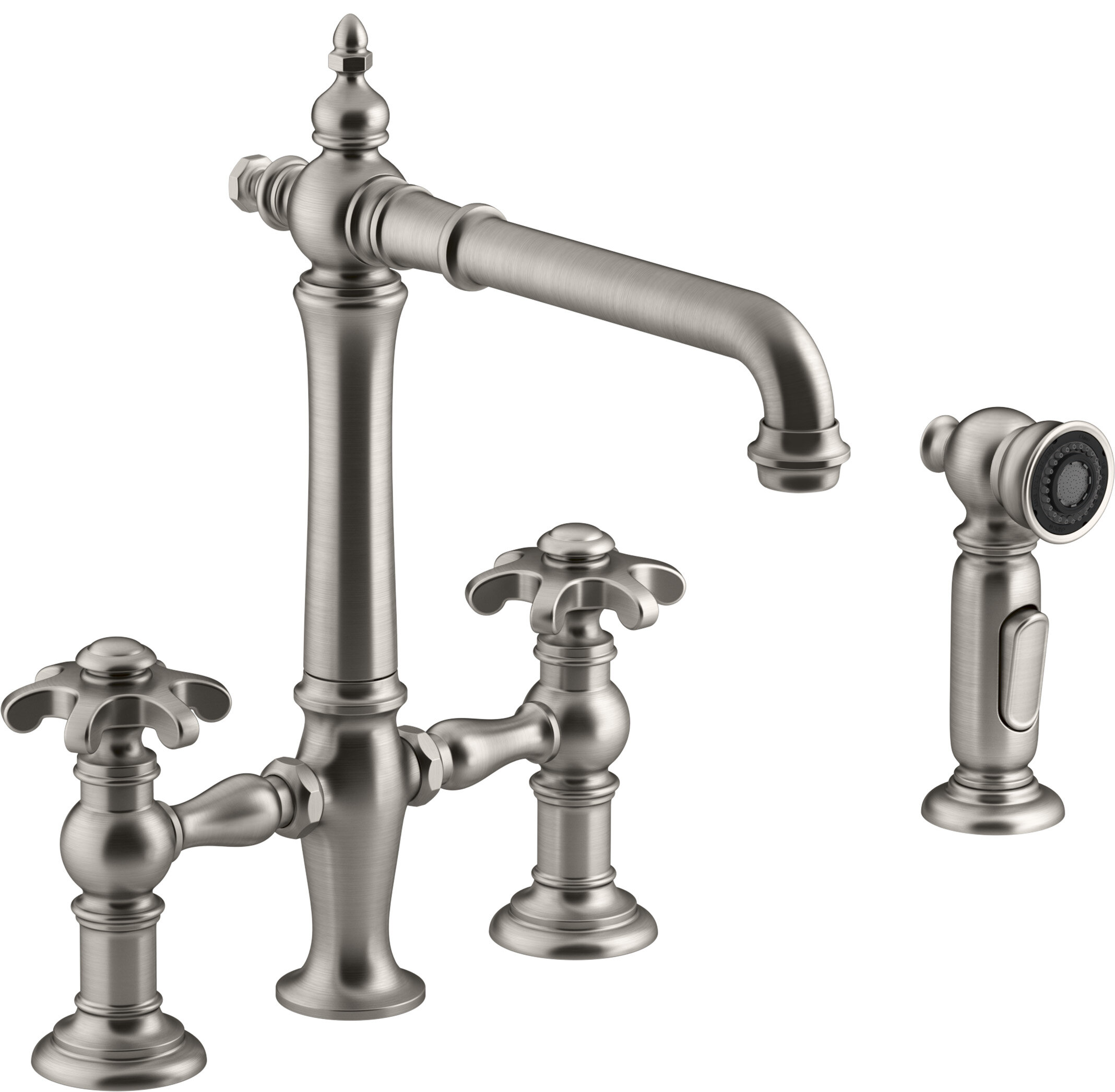 Kohler Artifacts Bridge Faucet With Side Spray And Berrysoft And