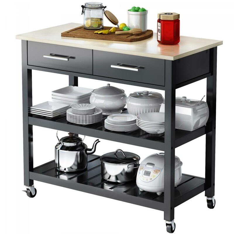 Latitude Run Bedner Utility Rolling Floating Kitchen Cart | Wayfair