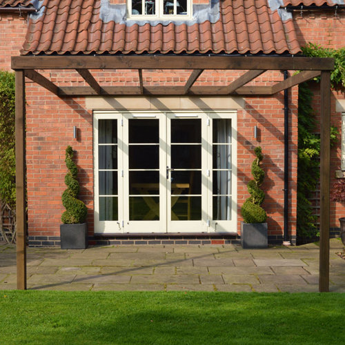 Randi Manufactured Wood Pergola Dakota Fields Finish: Rustic Brown, Size: 270cm H x 300cm W x 300cm D