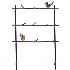 Black Metal Jewelry Rack with Branches and Birds Decoration
