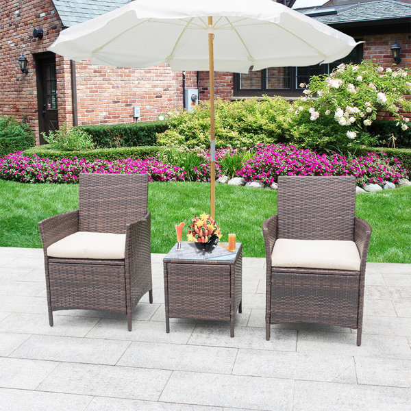 Great price Jagger 3 Piece Patio Rattan Conversation Set By Brayden Studio 2019 Sale