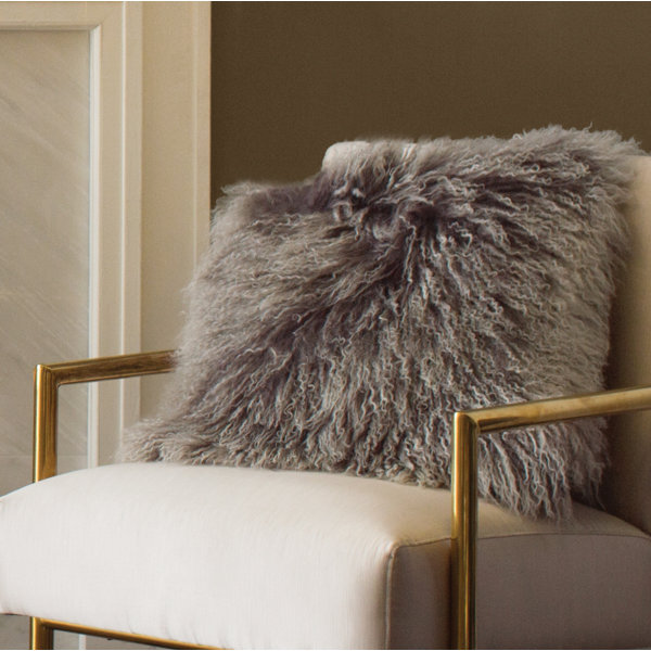 Becky Mongolian Fur Throw Pillow by Zipcode Design| @ $97.50