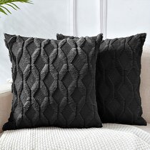 2 Black & White Diagonal Faux Leather Cushion Covers 16" 18" 20" Scatter Pillows