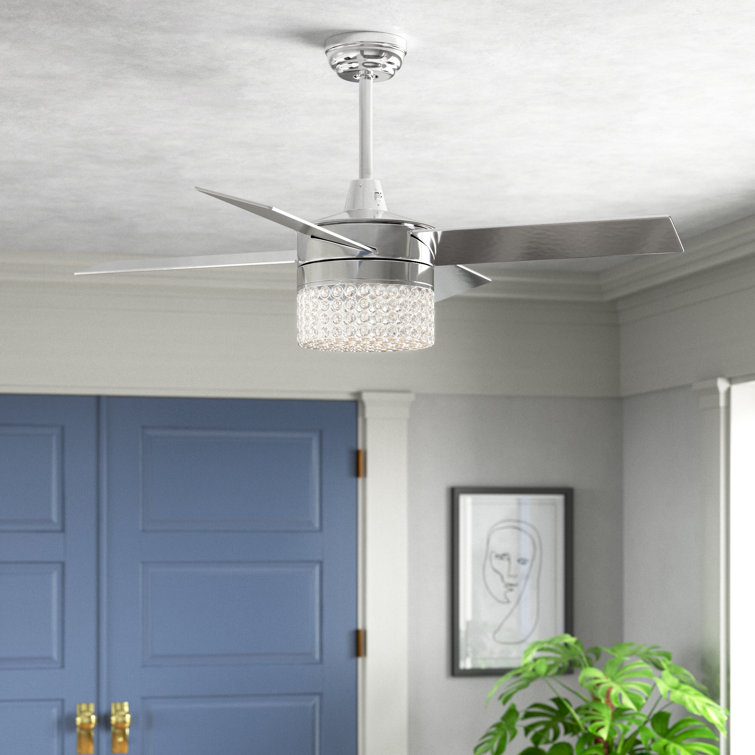 Etta Avenue 48 Wolfgang 4 Blade Led Crystal Ceiling Fan With Remote Control And Light Kit Included Reviews Wayfair