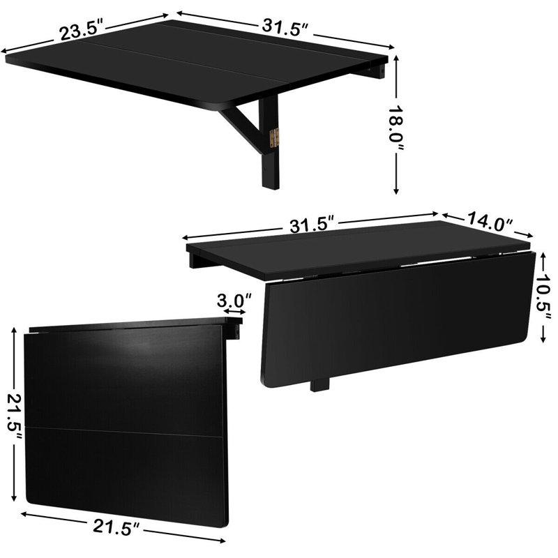 Ebern Designs Way Wick Wall Mounted Drop Leaf Dining Table Ebern Designs Way Wick Wall Mounted