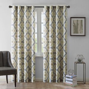 Ankara Ikat Semi-Sheer Grommet Single Curtain Panel