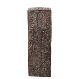 Modern Carved Wood Pedestal Sculpture