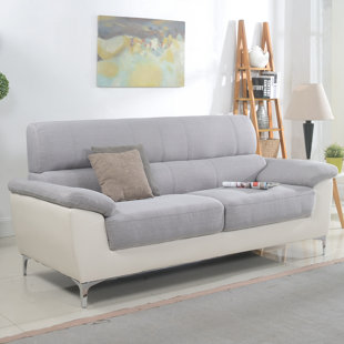 Two Tone Leather Couch Wayfair Modern Two Tone Fabric And Bonded Leather Living Room Sofa
