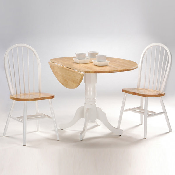 Springville Round Top 3 Piece Drop Leaf Solid Wood Dining Set By August Grove Great price