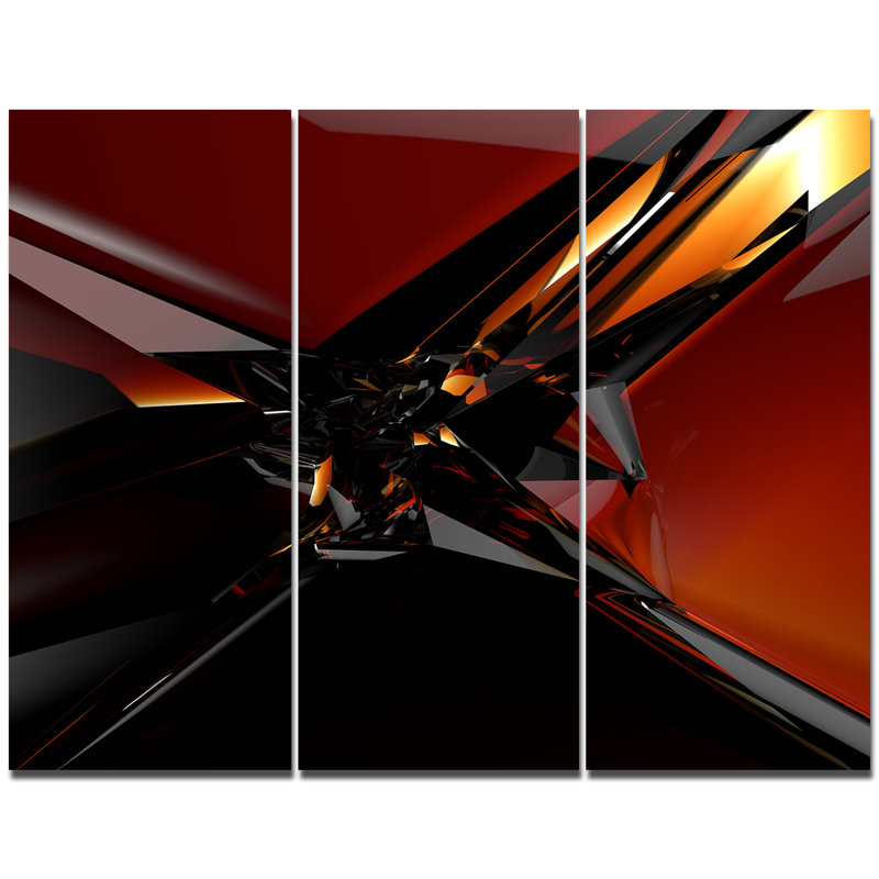 Designart 3d Abstract Red Glass Design Graphic Art Print Multi