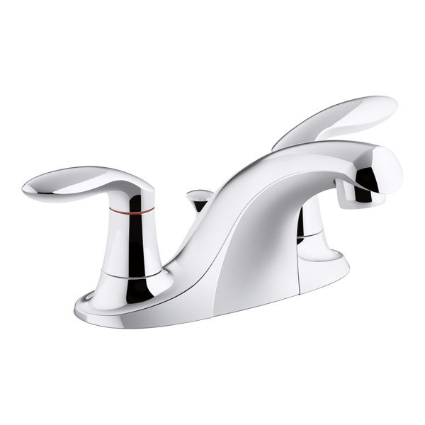 Coralais® Two-Handle Centerset Bathroom Sink Faucet with Plastic Pop-up Drain and Lift Rod by Kohler