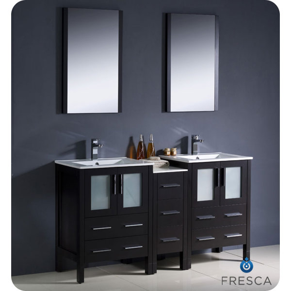 Torino 60 Double Sink Bathroom Vanity Set with Mirror by Fresca