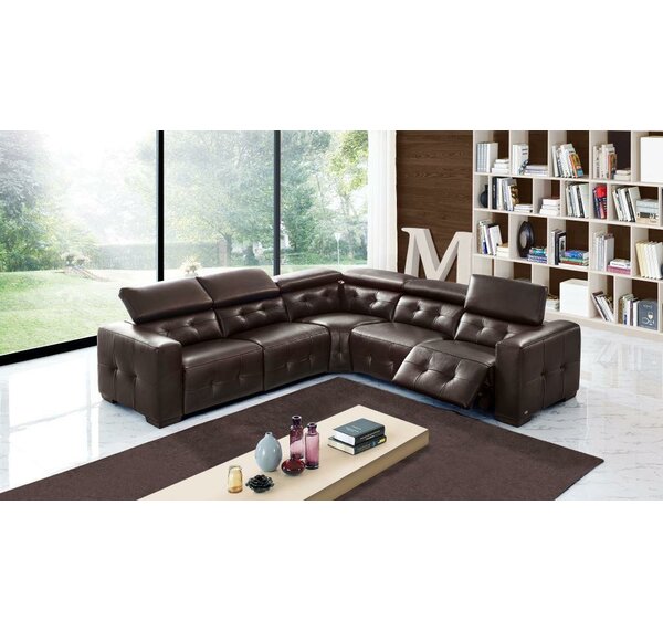 Review Bulkley Symmetrical Leather Reclining Sectional