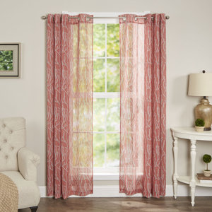 Brechin Nature/Floral Semi-Sheer Grommet Single Curtain Panel