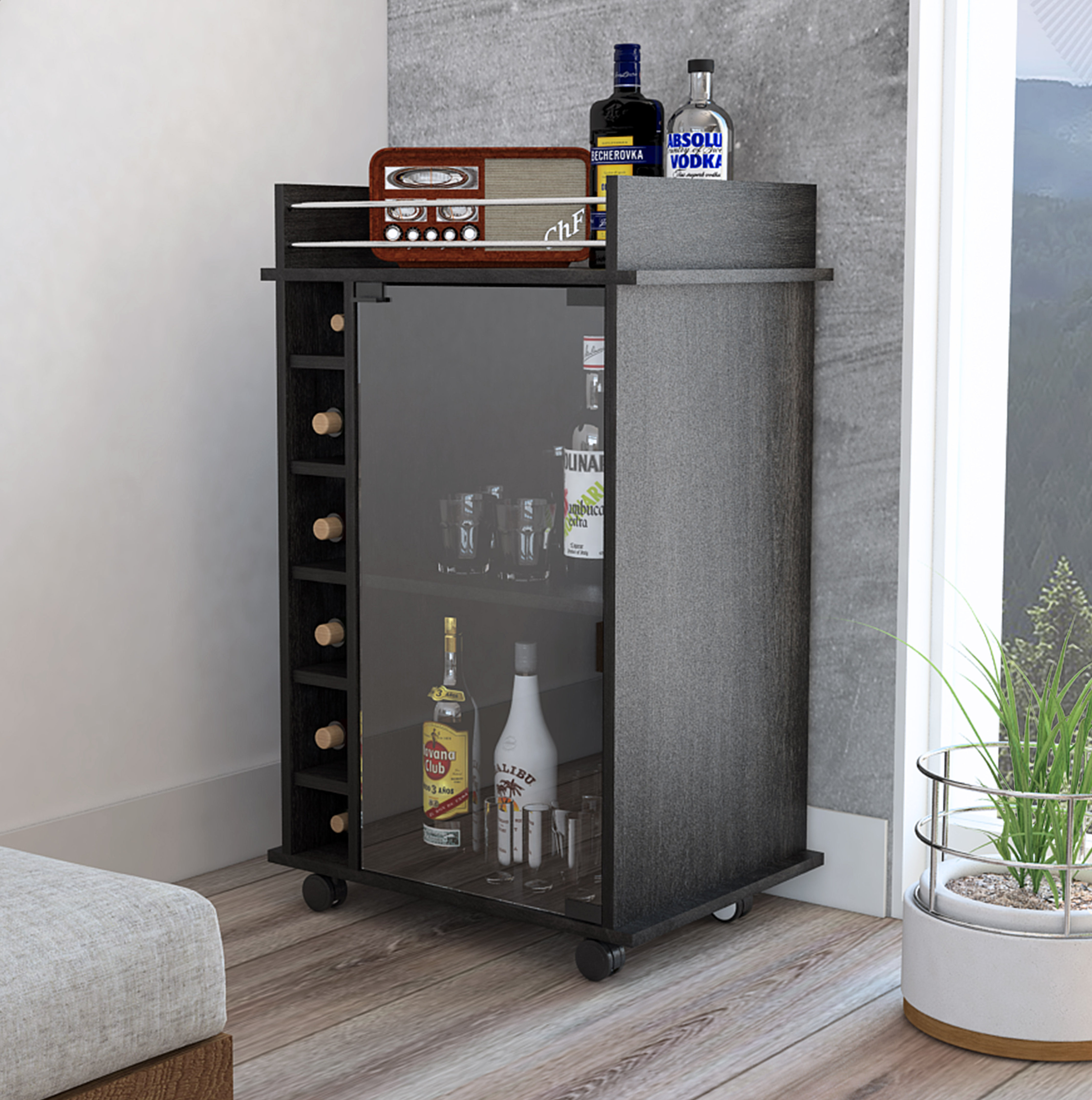 Ebern Designs Lombard Bar Cart Reviews Wayfair