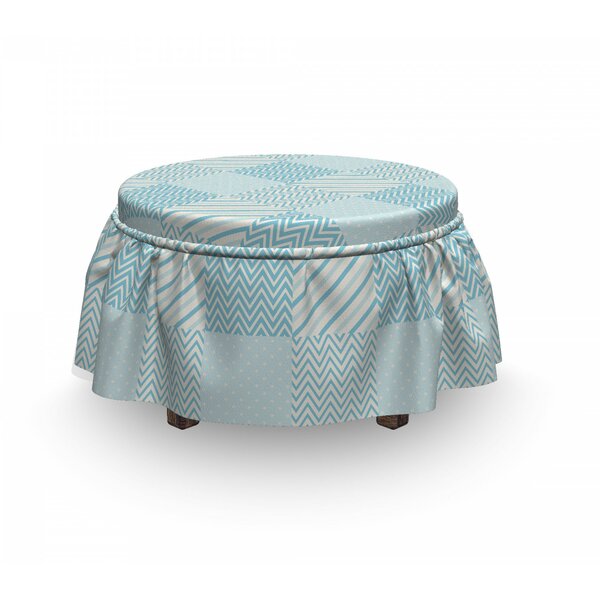 Polka Dots Lines Ottoman Slipcover (Set Of 2) By East Urban Home