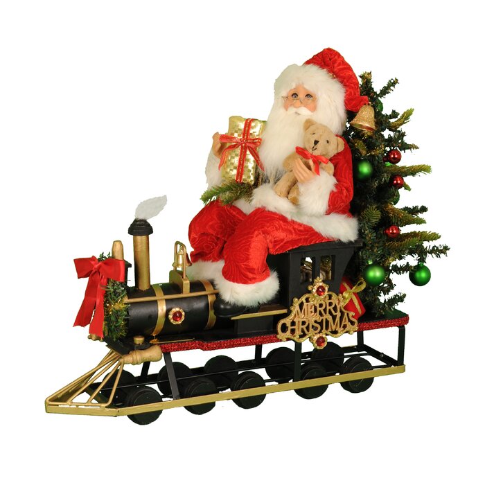 Karen Didion Lighted Merry Christmas Train Santa Figurine | Wayfair.ca