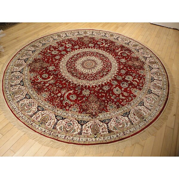 Shanelle Living Room Hand-Knotted Silk Red Area Rug by Astoria Grand