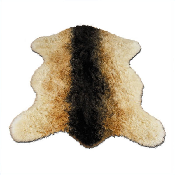 Animal Faux Sheepskin Beige/Black Area Rug by Walk On Me