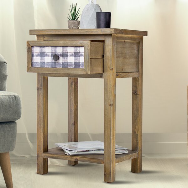 Delicia Décor Furniture Rustic Wooden Bedside End Table By Gracie Oaks