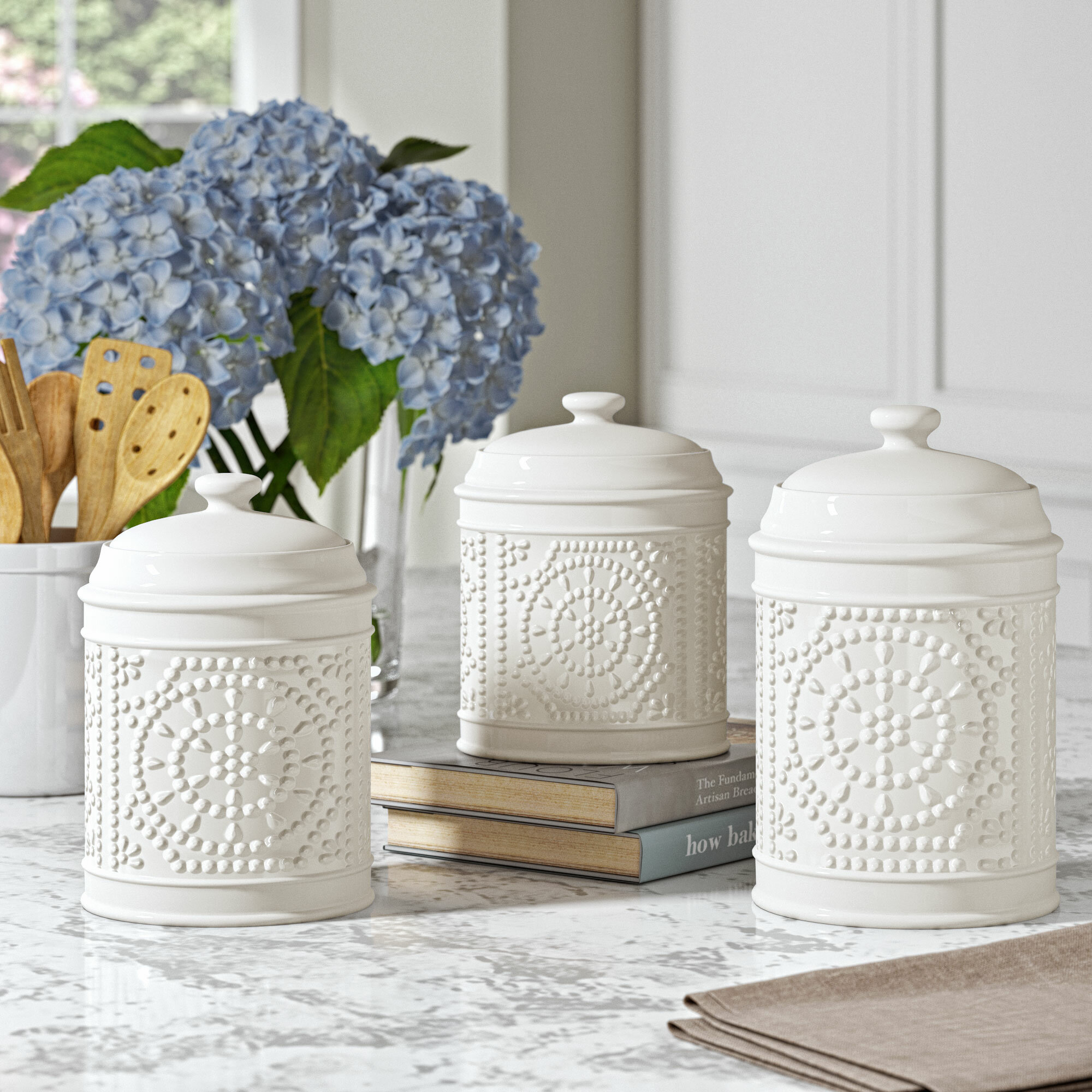 White Canister Sets Ceramic Amazon Com American Atelier Bianca Dash