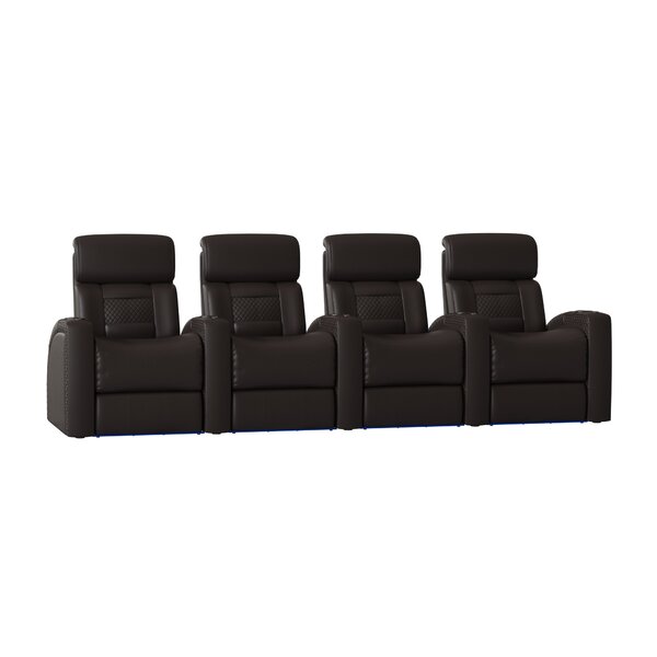 Diamond Stitch Home Theater Row Seating With Chaise Footrest (Row Of 4) By Latitude Run