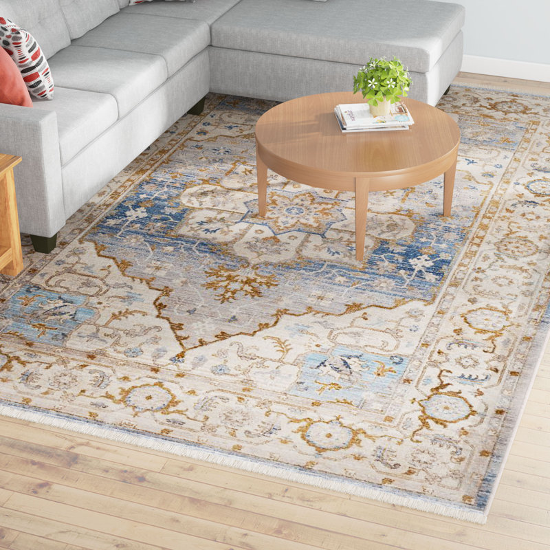 Three Posts Mendelsohn Vintage Persian Traditional Blue/Brown Area Rug