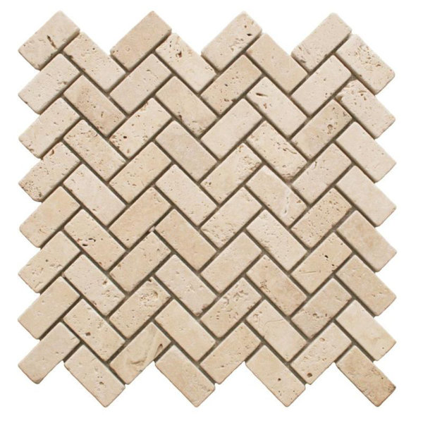 1 x 2 Travertine Chevron Mosaic Wall & Floor Tile