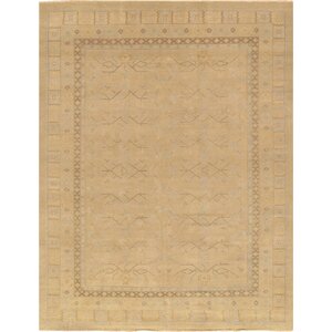 Khotan Hand-Knotted Beige Area Rug