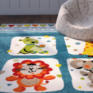 Carey Bedroom Decor Blue/Yellow Area Rug