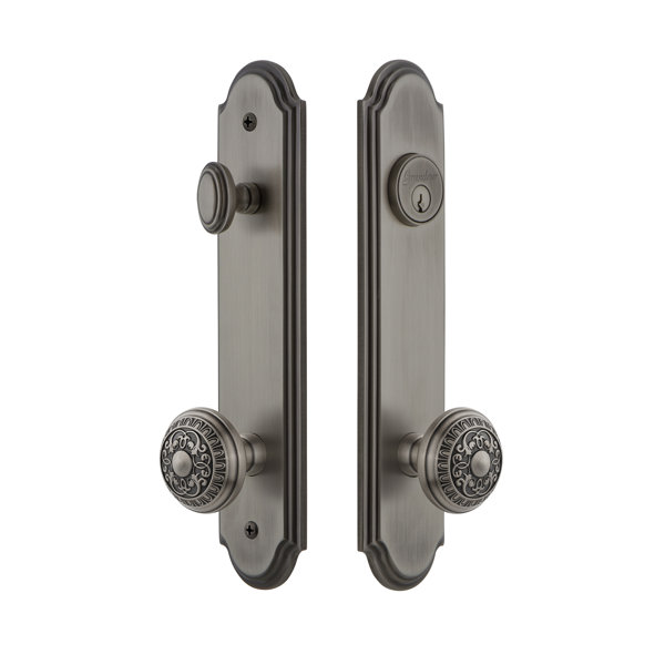 Arc Tall Plate Single Cylinder One Piece Knobset with Windsor Knob by Grandeur