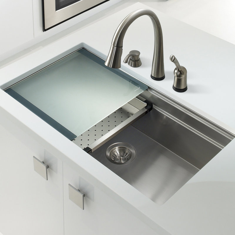 Houzer Novus 32" L x 18" W Workstation Kitchen Sink ...