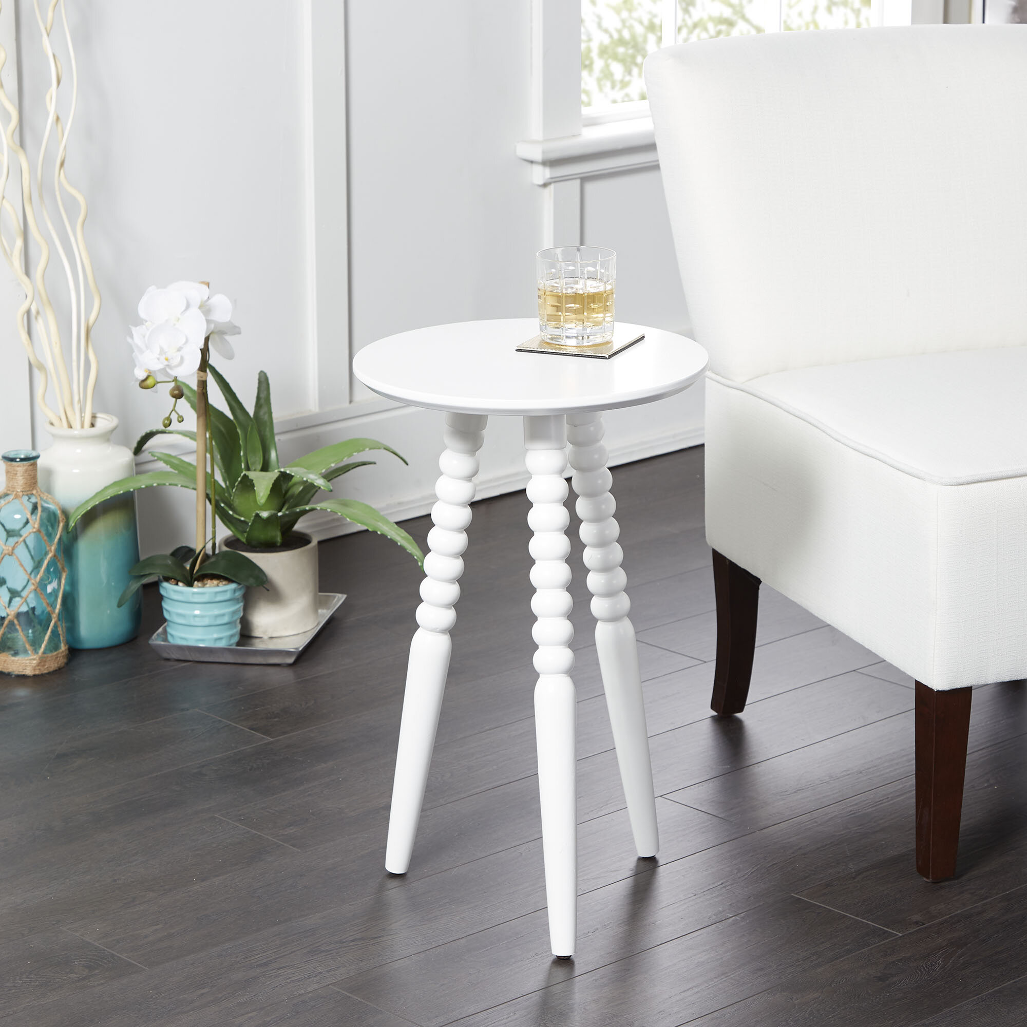 Small White Round End Table : Buy Ovicar Metal Tray End Table Round