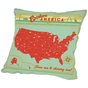 Map USA Throw Pillow