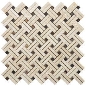 Knot Random Patch Sized Marble Mosaic Tile in Yellow/Brown