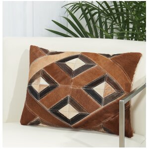 Arcata Natural Leather Hide Throw Pillow