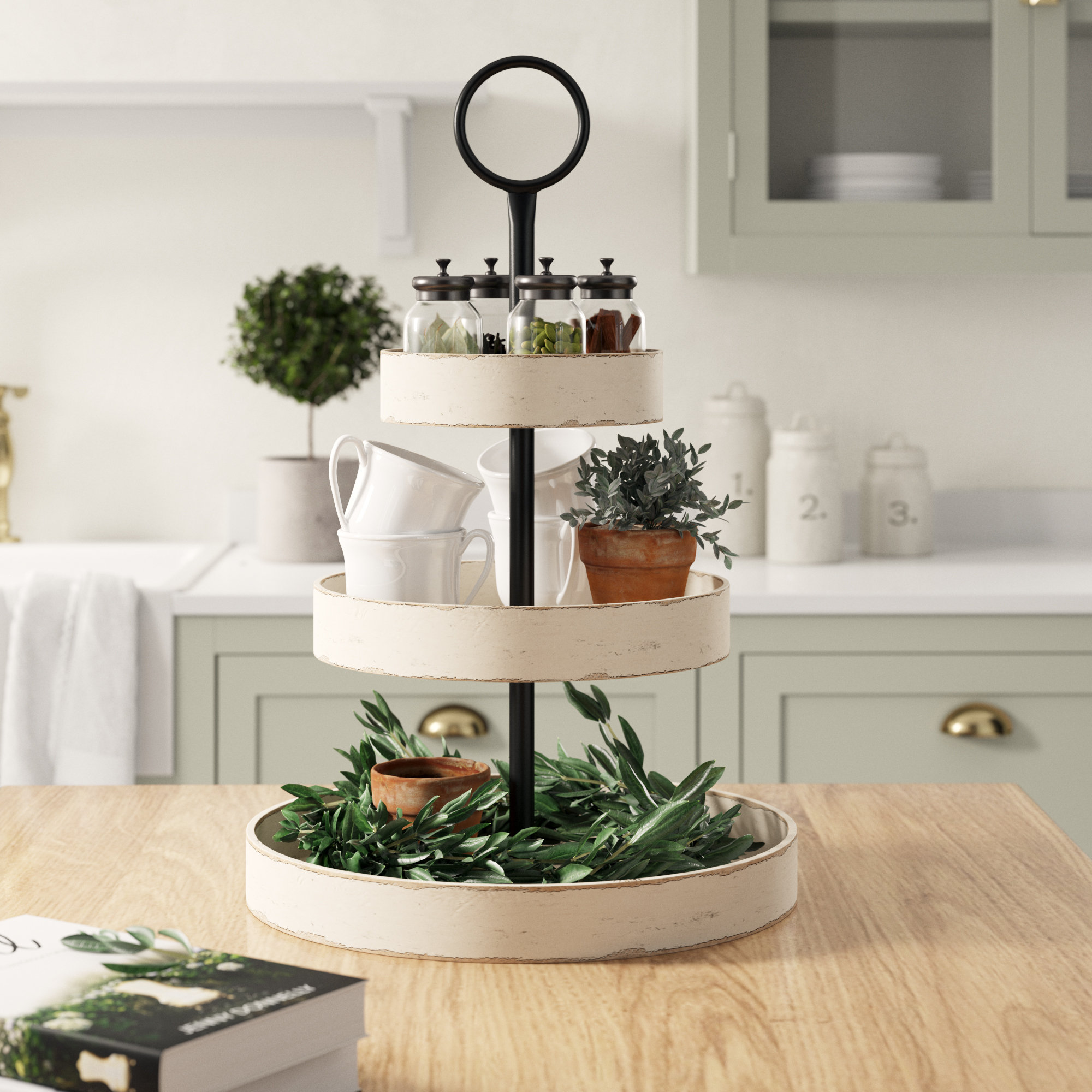 Gracie Oaks Kate And Laurel Woodmont 3 Tiered Wood Tray Reviews Laurel Woodmont 3 Tiered Wood Tray